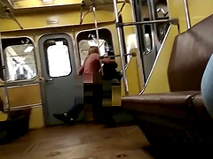 Horny amateur couple fuck on the public train